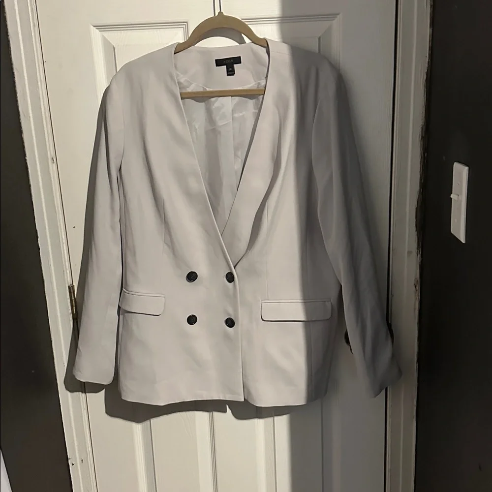 J. Crew Women's Double-Breasted Cream Blazer - Picture 4 of 5